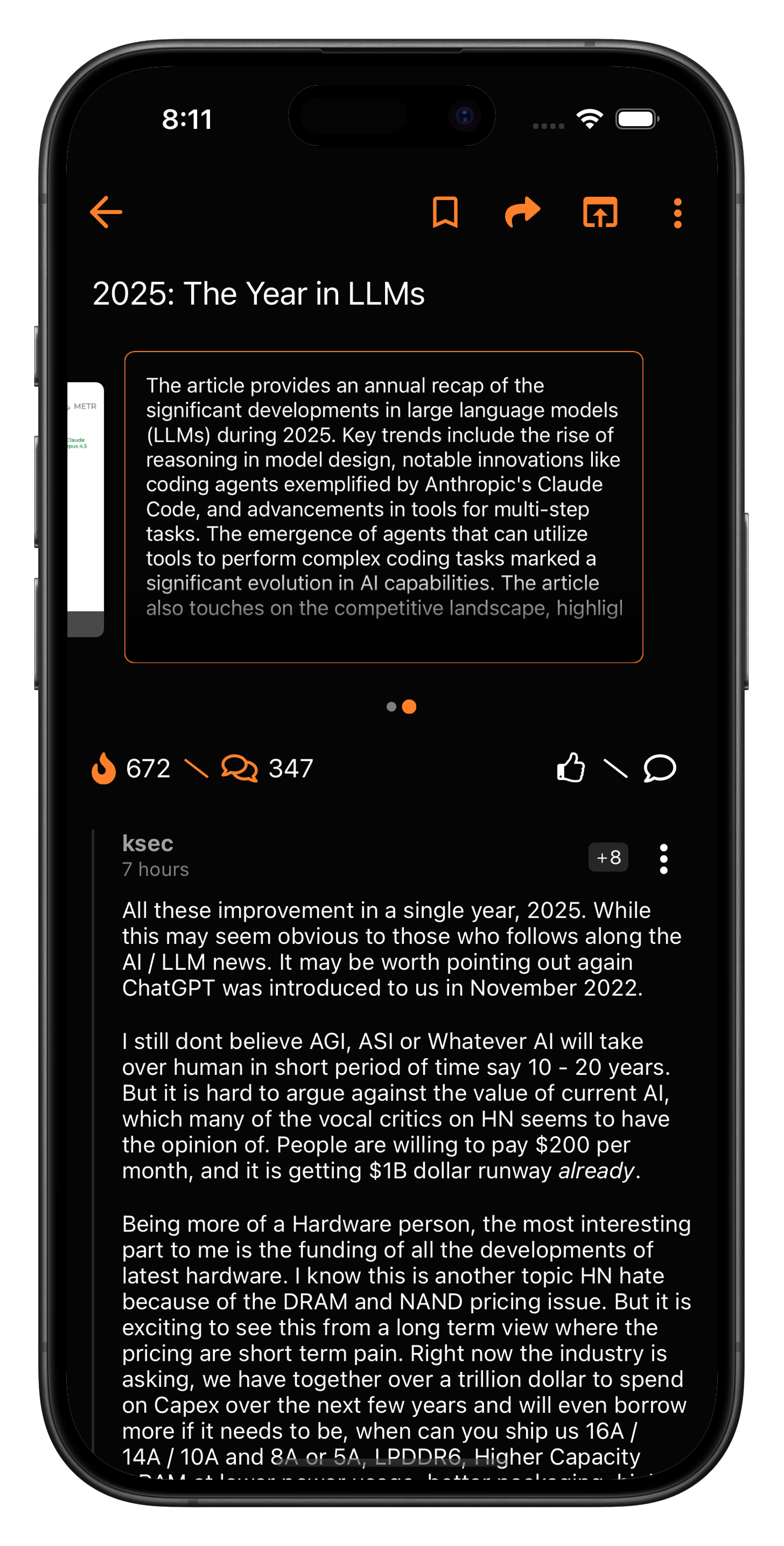 AI Summary feature screenshot