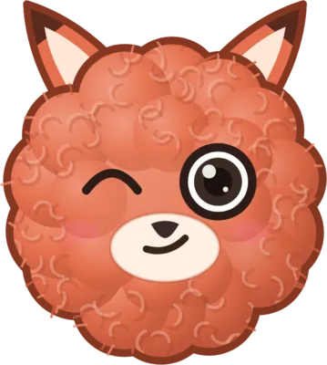 Ember, an orange fox Pimkim, winking.